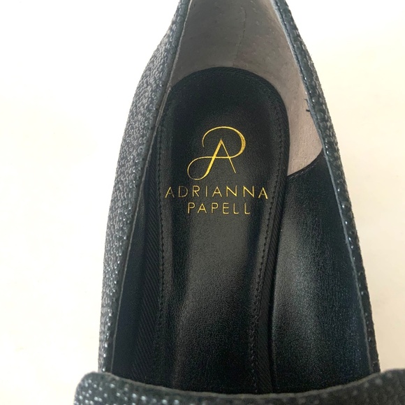 ADRIANNA PAPELL Prestyn Studded Loafers Black Sea Ray Leather block heel Shoes 8 - Picture 13 of 16